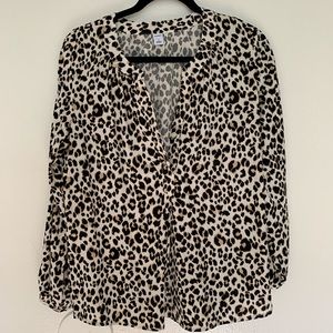 Leopard Print Relaxed‎ Popover Blouse for Women